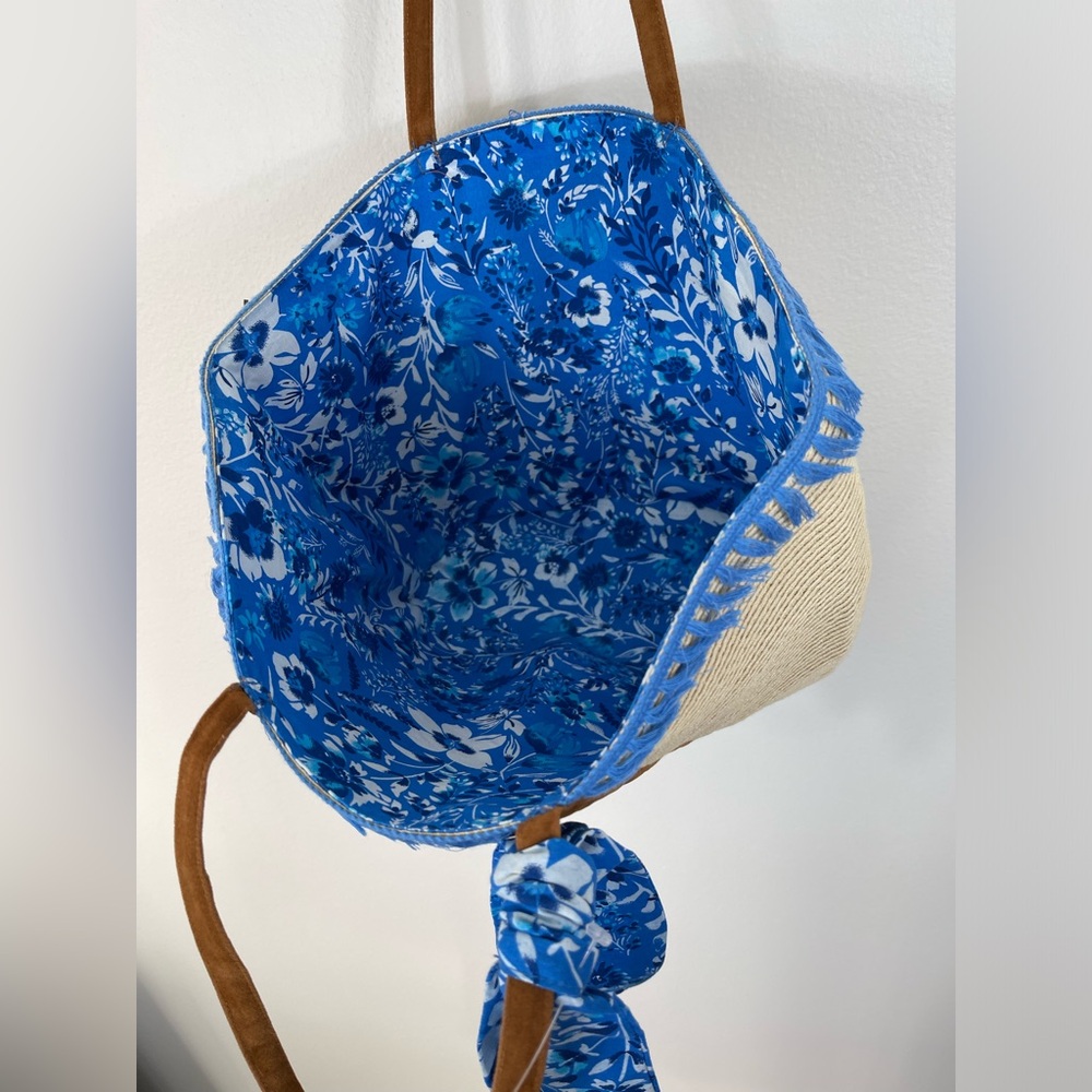 Women’s Beach Tote Bag Basketweave Tropical NEW - Picture 6 of 11